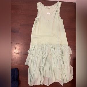 nwt J. Crew Mint Green Sleeveless tank tiered Dress small vintage